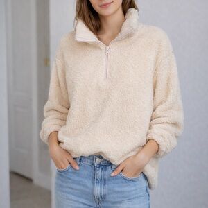 H&M Cozy Cream Quarter-Zip Pullover
